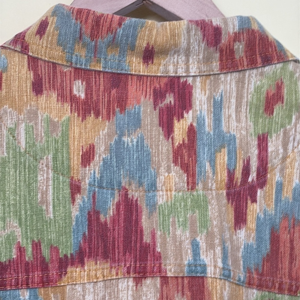 Coldwater Creek | Southwest Multicolor Abstract 100% Cotton Button Up Jacket L - Picture 15 of 17